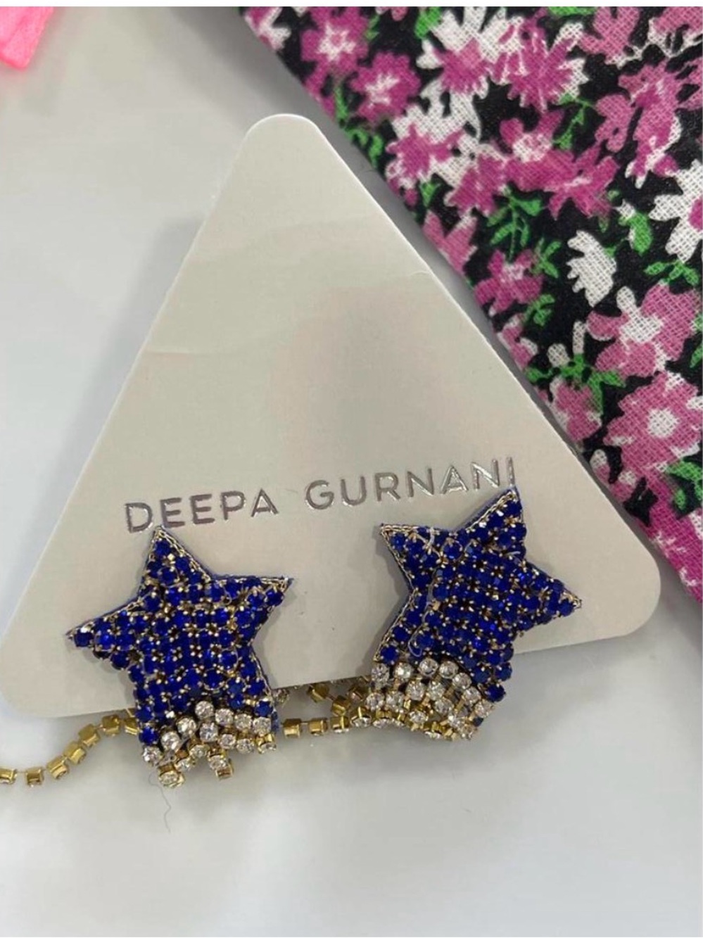 DEEPA GURNANI EVREN EARRING - COBALT STAR - Picture 5 of 5